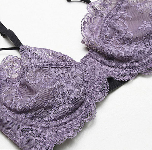Sheer Lace Bra Lingerie Set