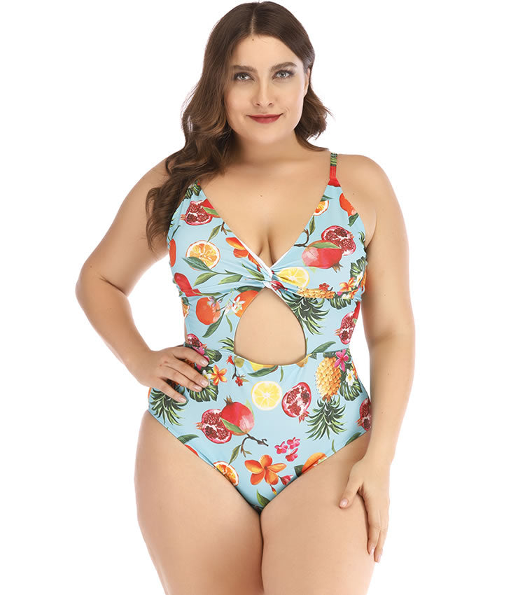 Plus Size Fruit Print Bikini Set