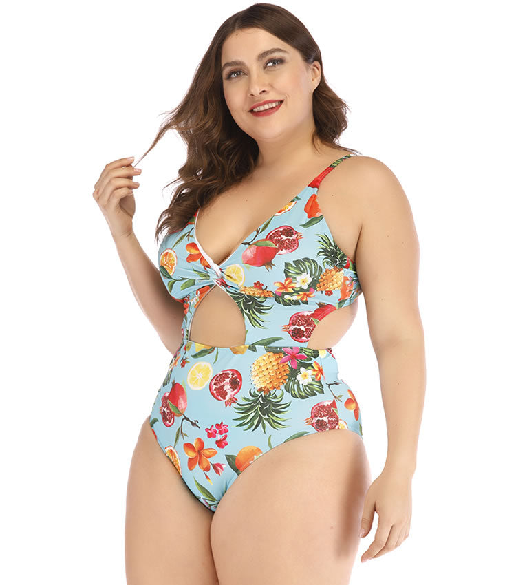 Plus Size Fruit Print Bikini Set