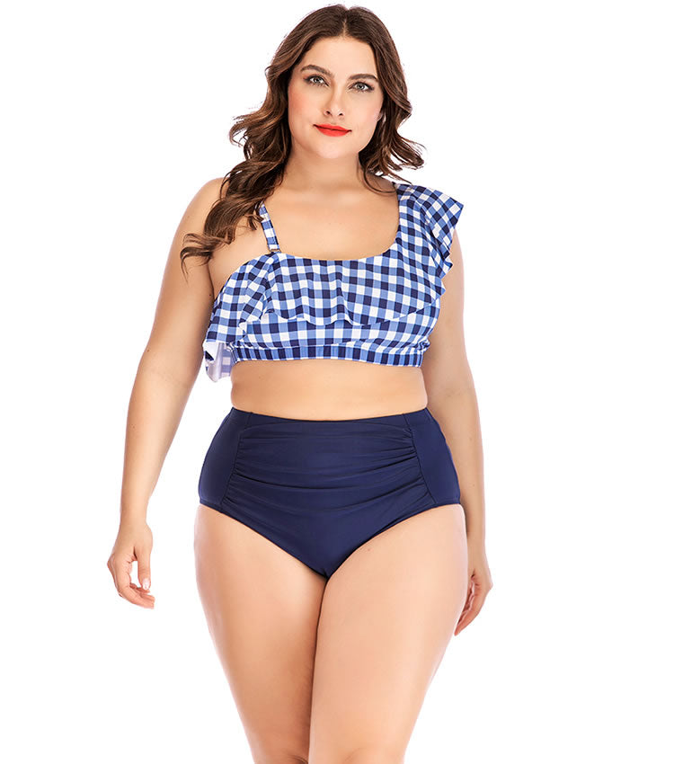 Plus Size Pleated Bikini Set