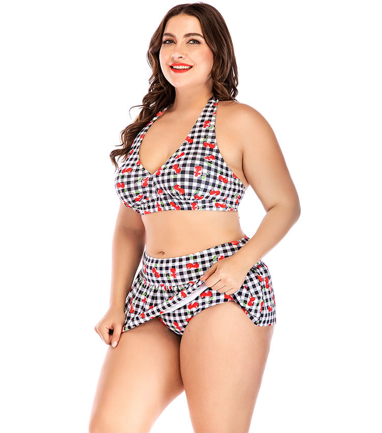 Strawberry And Plaid Two Piece Swimsuit