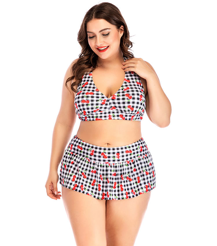 Strawberry And Plaid Two Piece Swimsuit