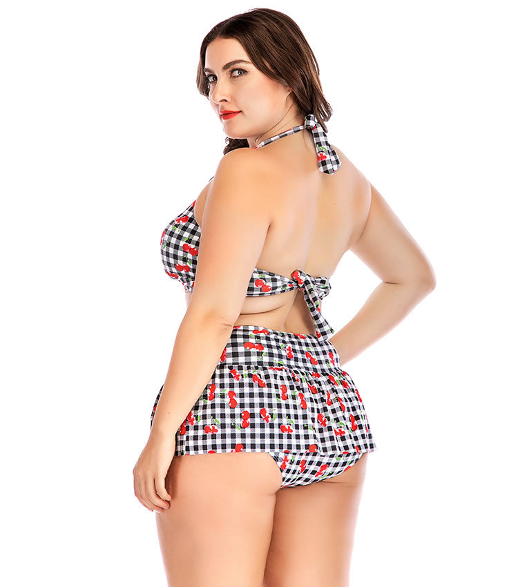 Strawberry And Plaid Two Piece Swimsuit
