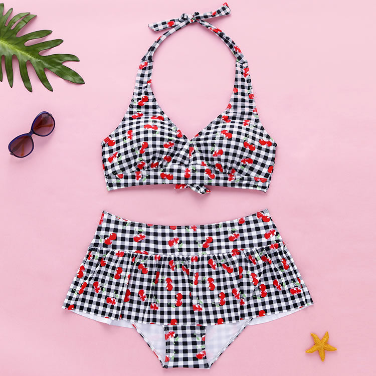 Strawberry And Plaid Two Piece Swimsuit