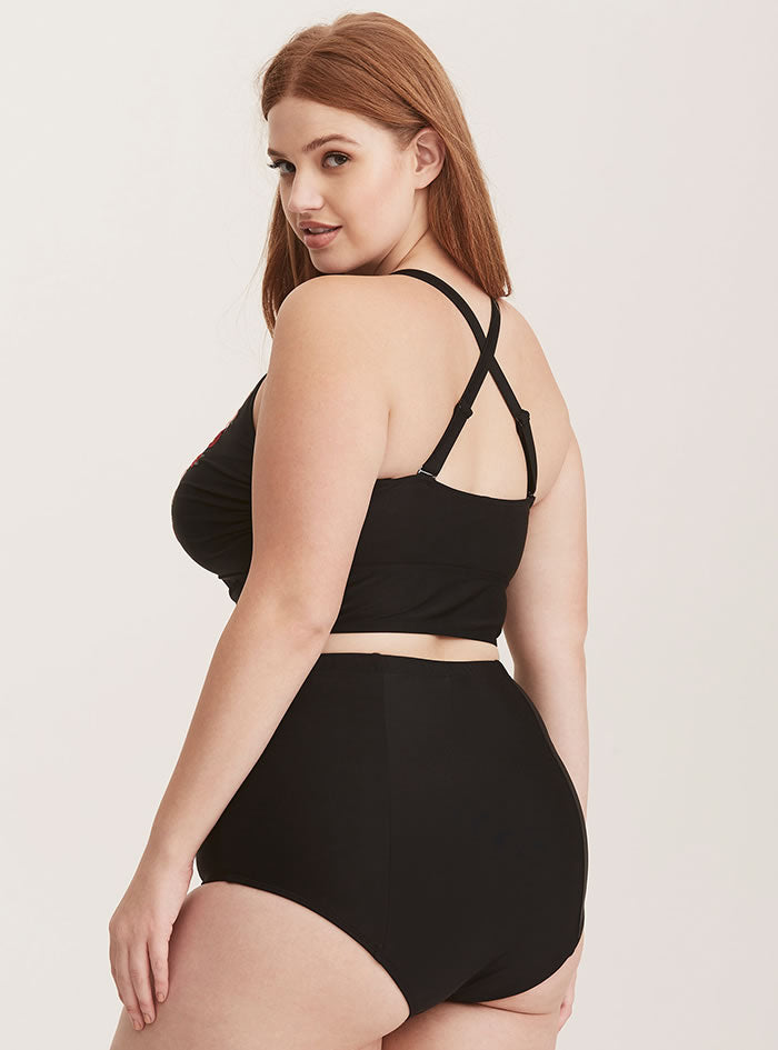 Plus Size Floral High Waisted Bikini Swimsuit