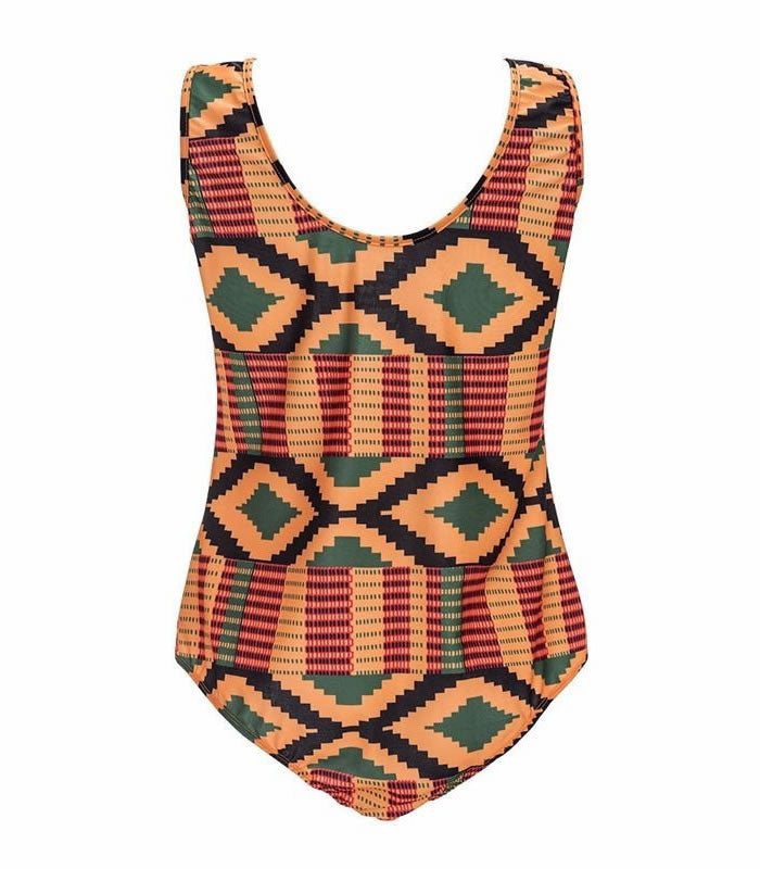 Plus Size Crisscross Strappy Front Ethnic One Piece Swimsuit