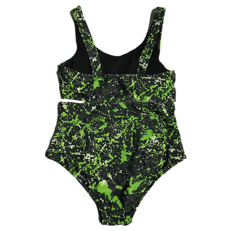 Plus Size Cutout Abstract Printed One Piece