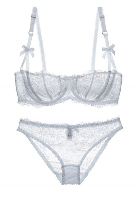 Sheer Lace Unlined Demi Bra Set