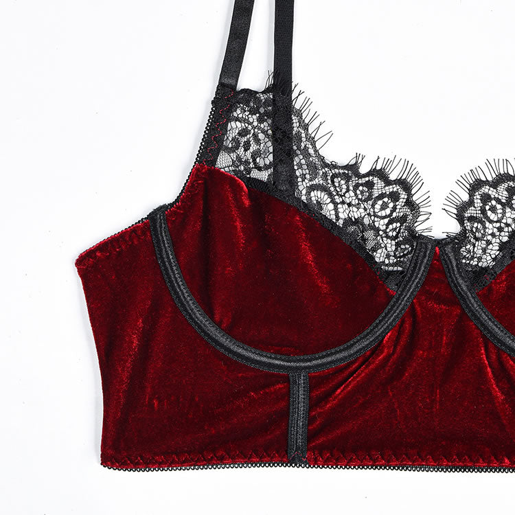 Waist Time Velvet Bra Set