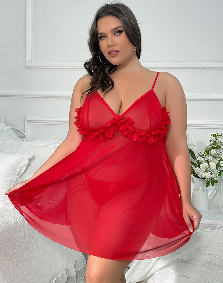 Plus Size Savannah Sheer Babydoll Set