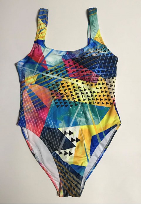Plus Size Geometric Printed One Piece Swimsuit