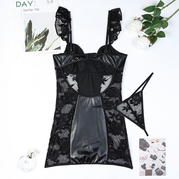 Charming Lace Panel Intimate Ensemble