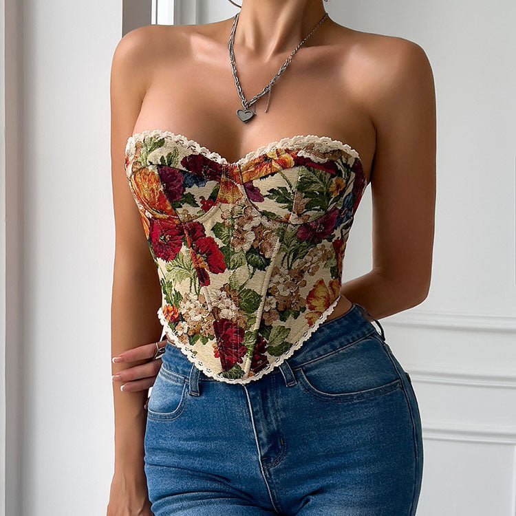 Versatile Floral Bustier Top