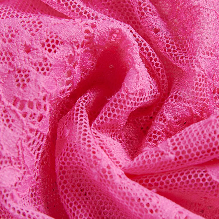 Rose Mesh Chemises with White Lace Trim