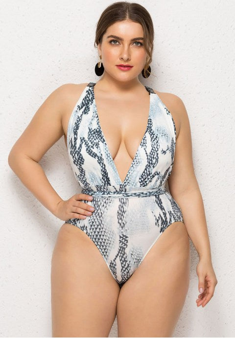 Plus Size Animal Print One Piece Swimsuit