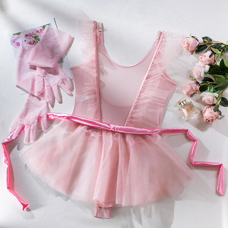 Pink Try Again Mesh Teddy and Skirt Set