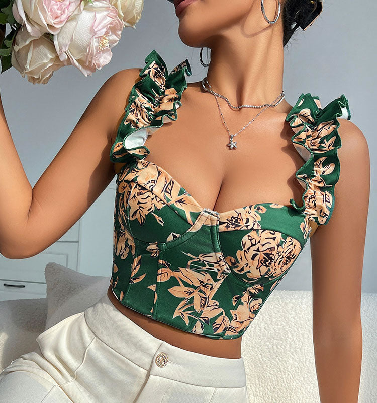 Tropical Elegance Floral Bustier