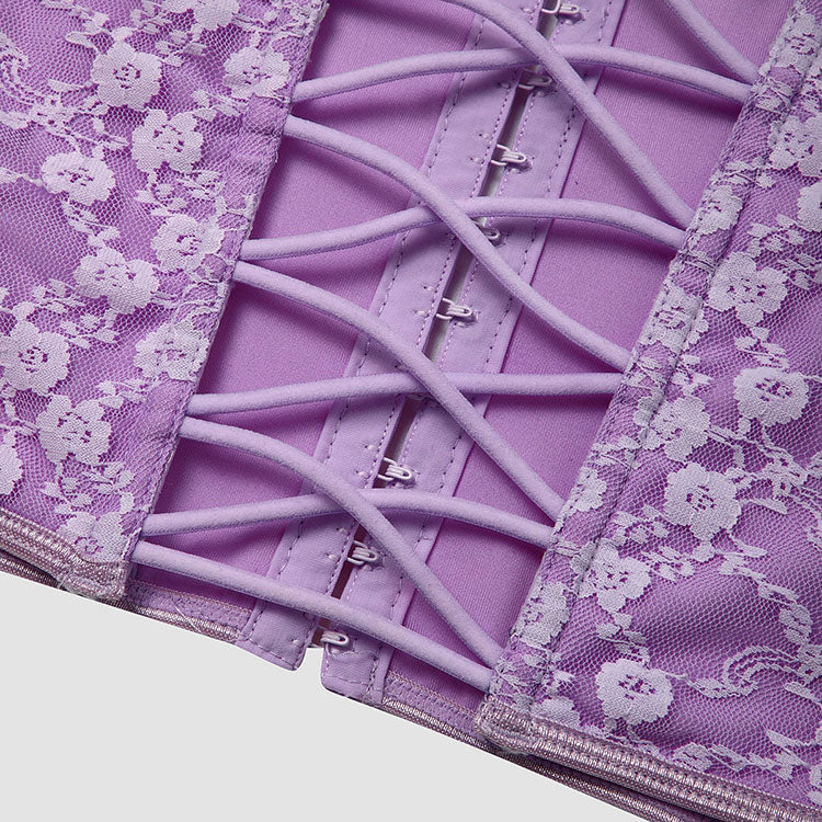 Elegant Lilac Lace Corset Top