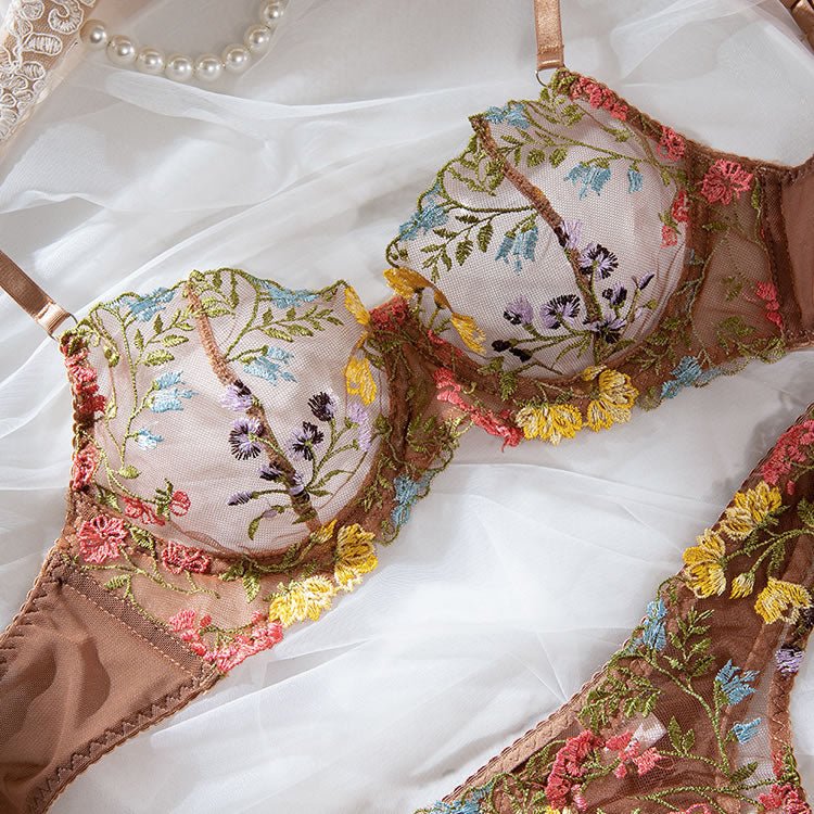 Ladies' Floral Embroidery Sheer Mesh Sexy Lingerie - Late Night Lingerie