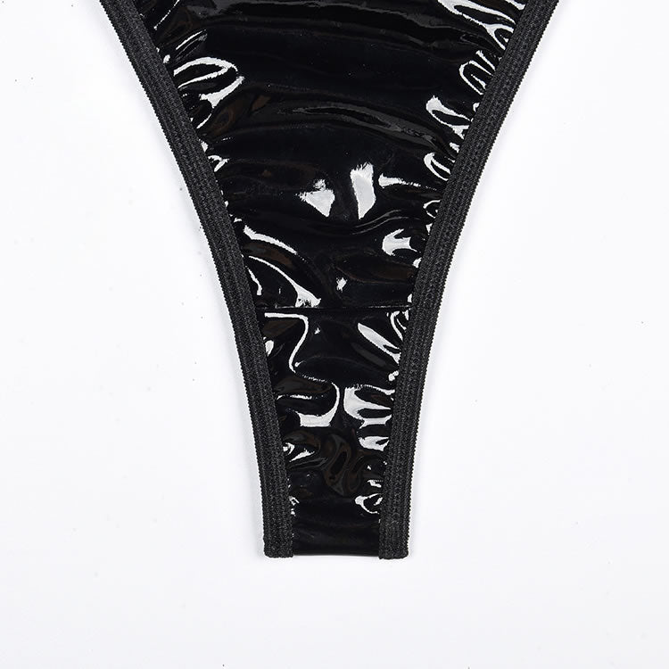 Midnight Calls Faux Leather Bra Set