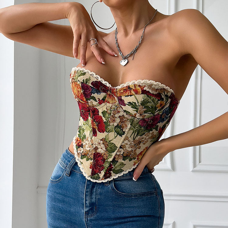 Versatile Floral Bustier Top