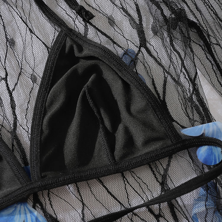Alluring Black Mesh Lingerie Set with Butterfly Accents