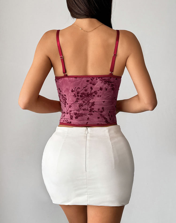 Stylish Burgundy Corset with Lace Trim
