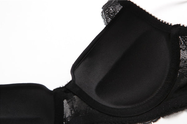 Sexy Floral Lace Rhinestone Underwire Push Up Bra Underwear Set