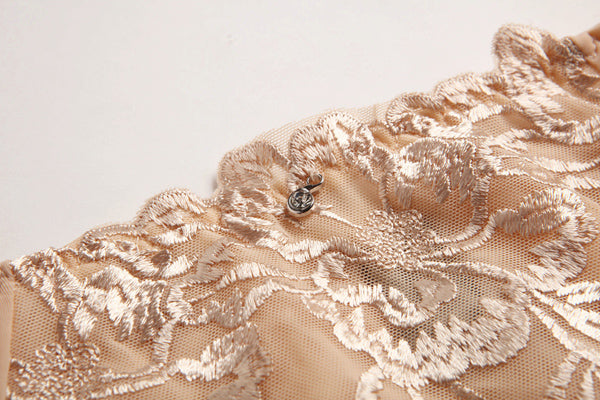 Floral Lace Front Button Underwire Push Up Bra and Panty Set