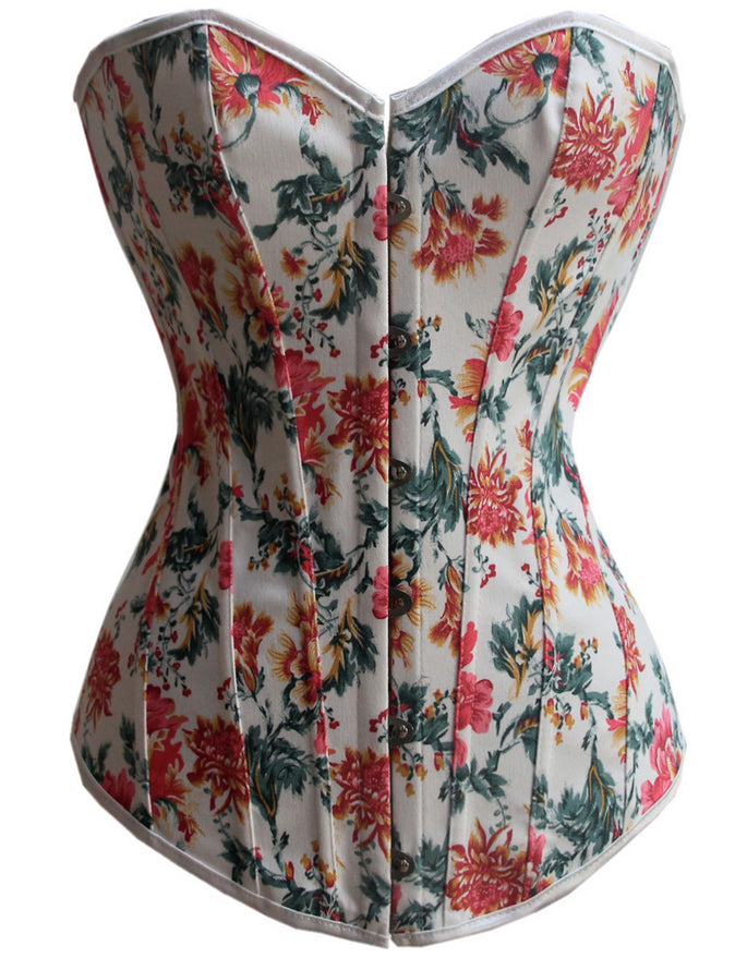 White Floral Design Corset