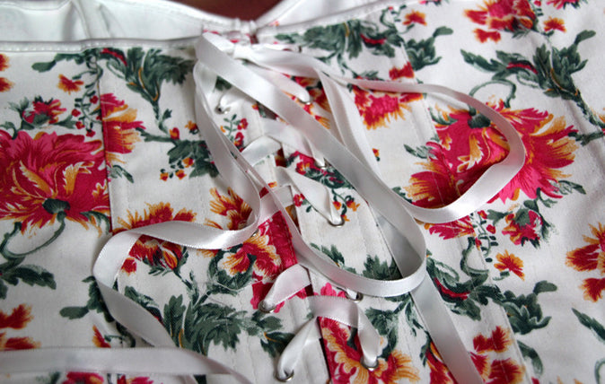 White Floral Design Corset