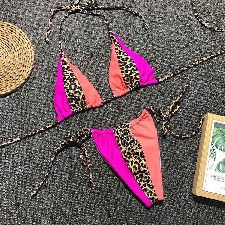 Leopard Print String Bikini Set