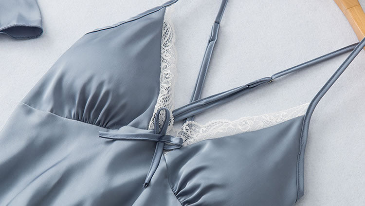 Elegant Satin and Lace Babydoll And Robe Set