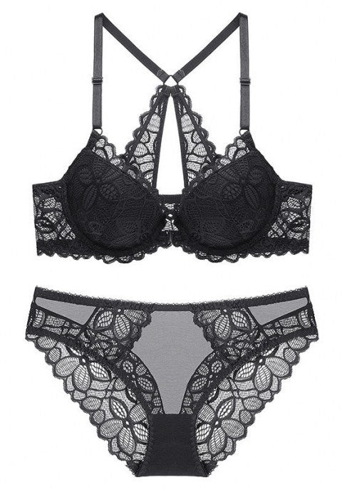 Sexy Front Button Racerback Bra Set