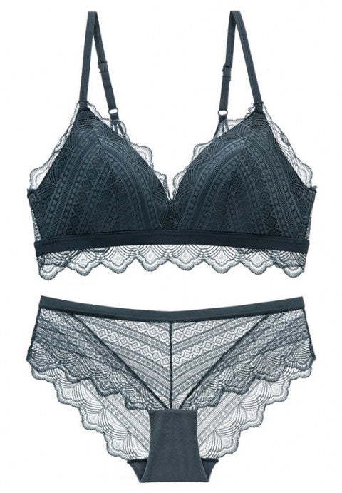 Floral Lace Push Up Bra and Panty Set