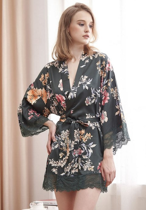 Floral Satin Robe