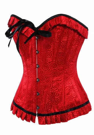 Sweetheart Floral Jacquard Tapestry Brocade Satin Overbust Corset