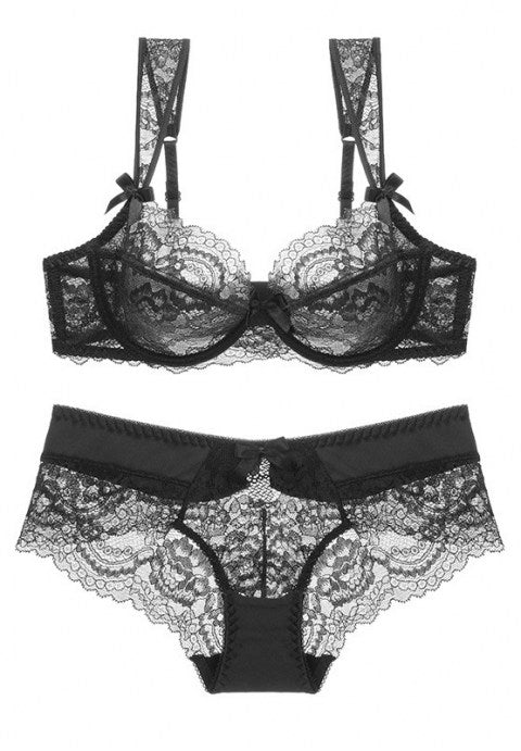 Sexy Thin Transparent Lace Bra Set