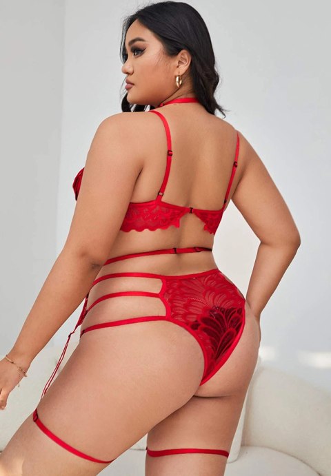 Plus Size Red Hot Beauty Bra Set