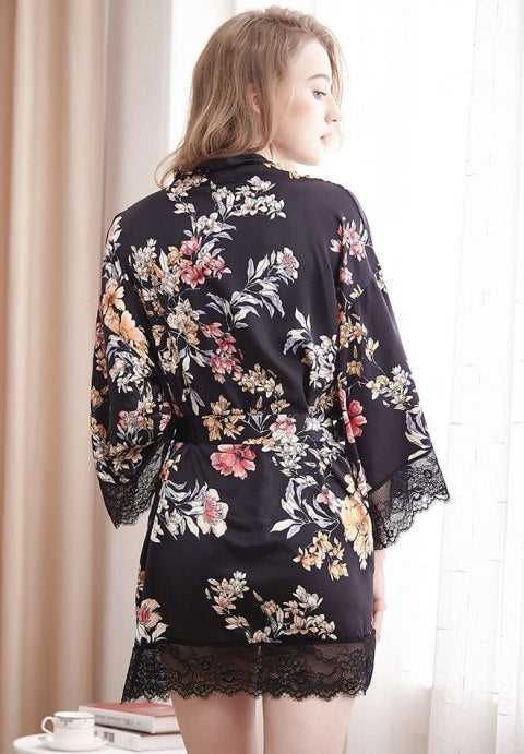 Floral Satin Robe