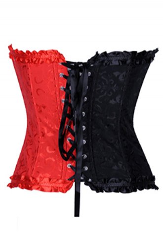 Red and Black Jacquard Tapestry Corset
