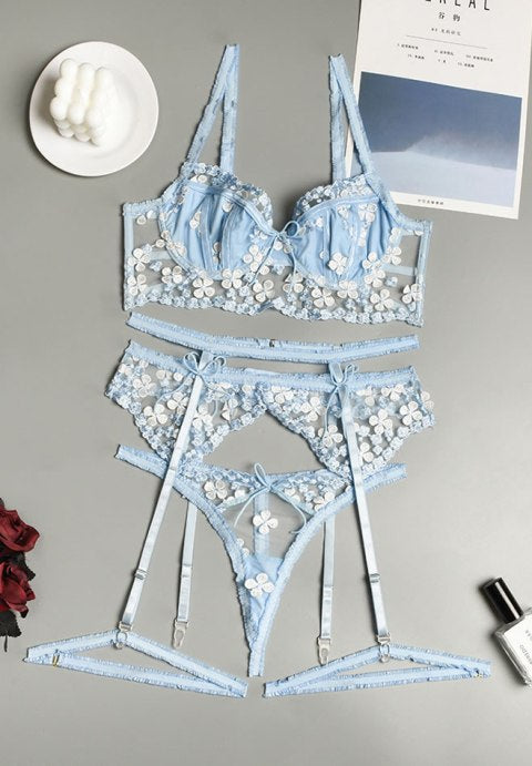 Embroidered Spring Bra Set