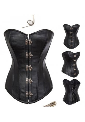 Women's Sexy Steampunk Faux Leather Corset Bustier