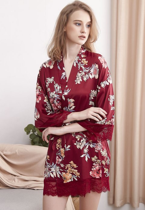 Floral Satin Robe