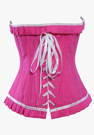 Rose Turquoise White Trim Brocade Corset