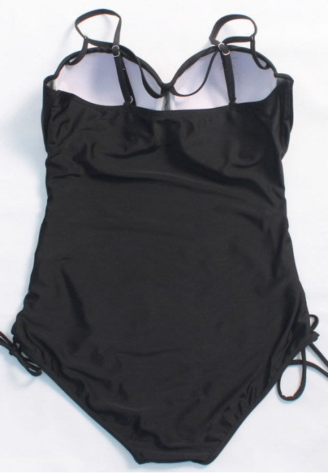Plus Size Crisscross Strappy One Piece Swimsuit