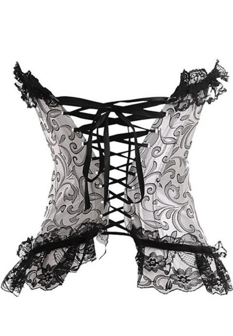 Luxury Titanium Jacquard Lace Trimmed Boning Corset Bustier