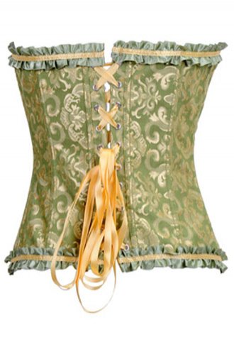 Green Victorian Jacquard Tapestry Zipper Corset Bustier