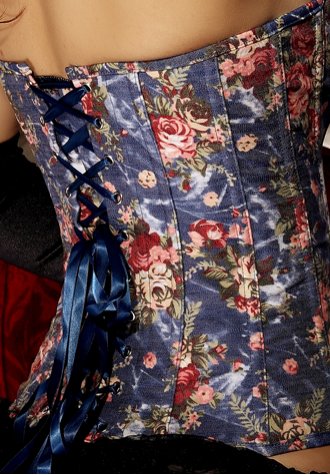 Pure Fashion Denim Floral Corset