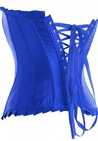 Satin Lace Trimmed Rhinestones Sequins Corset